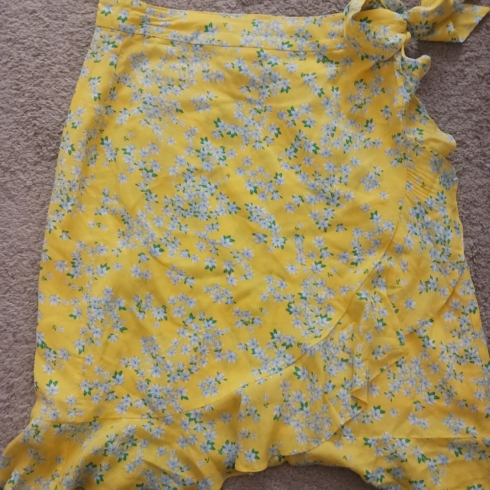 Draper James Yellow Floral Midi Skirt
